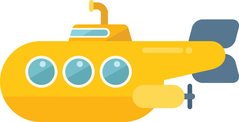 Poster - Periscope submarine icon flat vector. Sea boat. Marine deep isolated