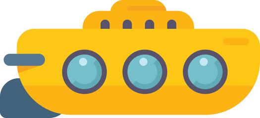 Poster - Cute bathyscaphe icon flat vector. Sea ship. Marine steam isolated