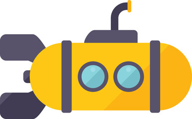 Poster - Deep submarine icon flat vector. Sea ship. Cute marine isolated