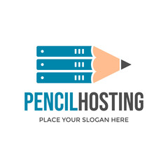 Pencil hosting vector logo template. This design use pencil symbol. Suitable for business, writer, study.