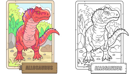 Sticker - prehistoric dinosaur allosaurus, funny illustration