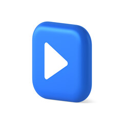 Poster - Play button triangle right arrow multimedia content player web app design 3d realistic isometric icon