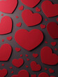set of red 3d heart shapes on dark background for valentines day