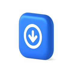 Poster - Down arrow circle frame button web interface pointer navigation app 3d realistic isometric icon