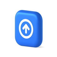 Poster - Up arrow round border button cyberspace navigation pointer 3d realistic isometric icon