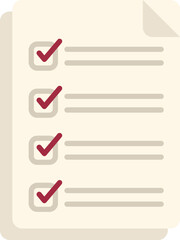 Canvas Print - Work task icon flat vector. Test checklist. Paper project isolated