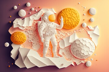 Wall Mural - illustration of an astronaut with universe background