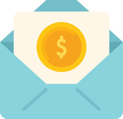 Sticker - Monetize mail icon flat vector. Mobile audience. Profit check isolated