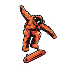 astronaut skateboarding vector illustration