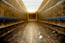 The Empty Trailer That Hauls Tires Shows The Black Rubber Marks Of Repeated Loads And The Patina That It Makes.