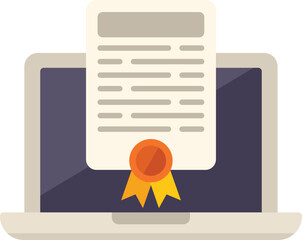 Poster - laptop education icon flat vector. online graduation. distance class isolated