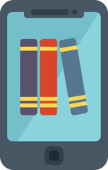 Poster - smartphone book library icon flat vector. student course. distance study isolated