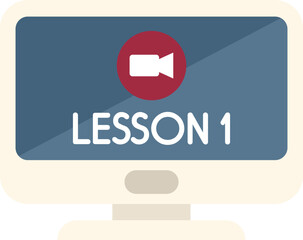 Poster - online video lesson icon flat vector. study book. home education isolated