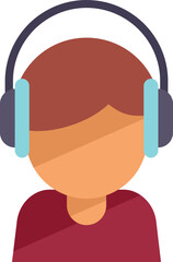Poster - Listen audio lesson icon flat vector. Student class. Home education isolated