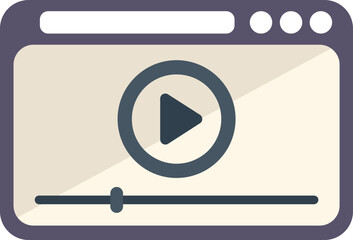 Poster - Online web player icon flat vector. Class distance. Study course isolated
