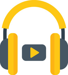 Poster - audio listen headphones icon flat vector. class study. education college isolated