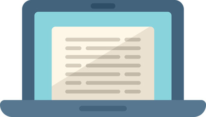 Poster - laptop online test icon flat vector. remote course. desk education isolated