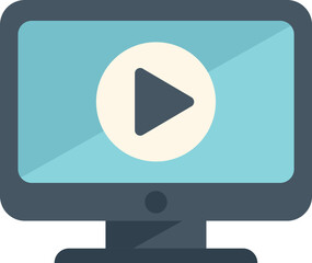 Poster - online video player icon flat vector. distance study. home education isolated