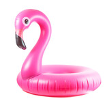 Fototapeta Tulipany - Summer fun. Pink pool inflatable flamingo for summer beach isola