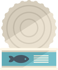 Sticker - Open fish tin can icon flat vector. Pet food. Snack dry isolated