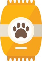 Sticker - Packet dog food icon flat vector. Pet feed. Snack package isolated