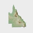 Queensland Topographic Relief Map  - 3D Render
