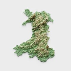 Sticker - Wales Topographic Relief Map  - 3D Render