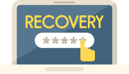 Poster - Laptop password recovery icon flat vector. Page log. Internet screen isolated
