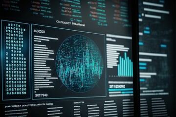 Poster - Cyber security, data protection, cyberattacks concept on blue background. Database security software development. Online security concept. Laptop protected with shield. holographic screen. Generative 