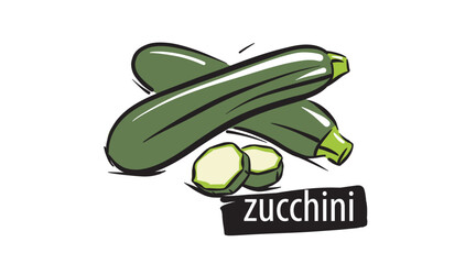 Wall Mural - Drawn zucchini isolated on a white background