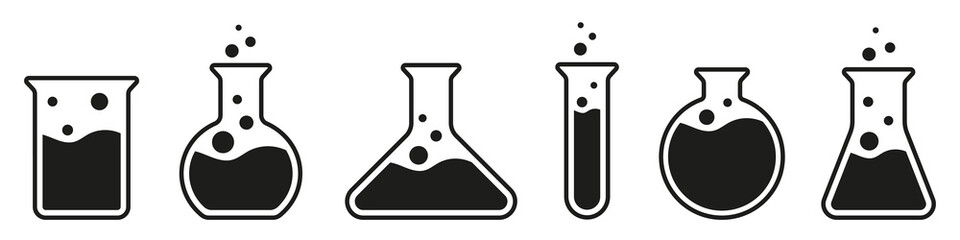 Wall Mural - chemical flask vector icon collection. science icons.