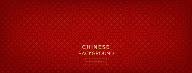 Wall Mural - Oriental style pattern on red banner background, Chinese new year theme