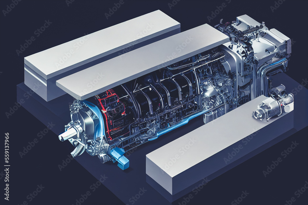 Splendid dissection or cutaway of futuristic electric engine reveal ...