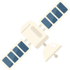 Poster - Space satellite icon flat vector. Control center. Monitor process isolated