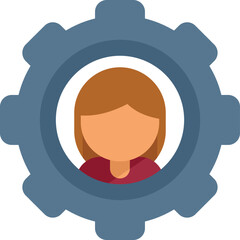Poster - Gear control icon flat vector. Data center. Monitor plan isolated