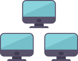 Poster - Control pc network icon flat vector. Data system. Monitor plan isolated