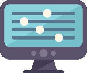Poster - Video security control icon flat vector. Server remote. Screen work isolated