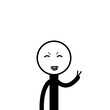 stick figure is showing two fingers. grinning face with smiling eyes, funny face 