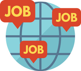 Poster - Global online job icon flat vector. Internet work. Computer search isolated