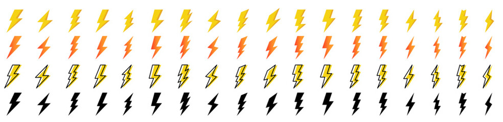 Poster - electric vector icon set. creative vector illustration of thunder and bolt lighting flash icon. bolt