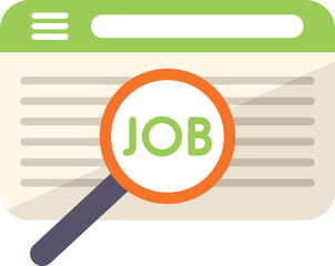 Sticker - Job online search icon flat vector. Computer business. Internet work isolated