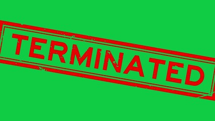 Poster - Grunge red terminated word square rubber seal stamp zoom on green background