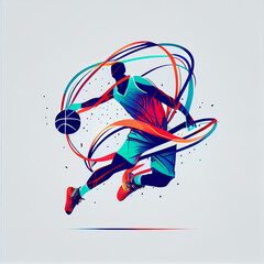 Basketball player illustration character in abstract style