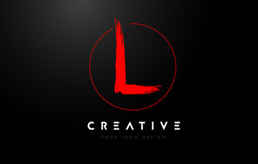 Red L Brush Letter Logo Design. Artistic Handwritten Letters Logo Concept.