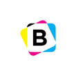 Letter B with CMYK Color Logo Design 002