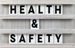 Sign with text on wood, Health and Safety
