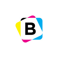 Wall Mural - Letter B with CMYK Color Logo Design 002