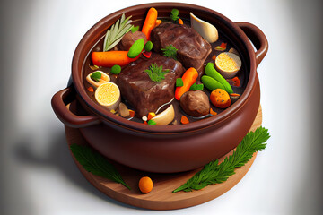 Testy and delicious Beef meat stewed with potatoes