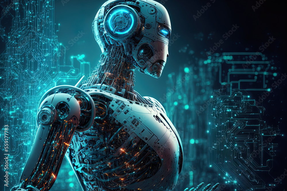 Futuristic robot artificial intelligence enlightening ai technology ...