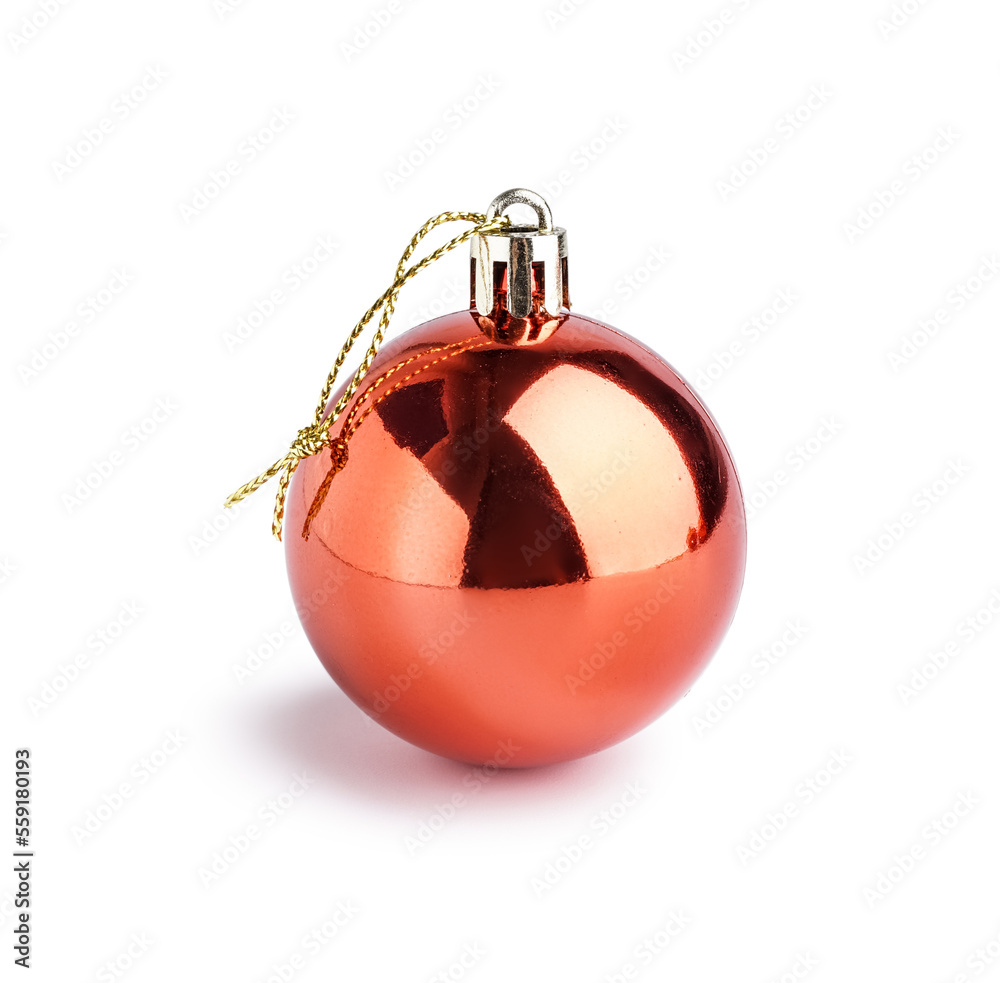 Red Christmas ball on white background